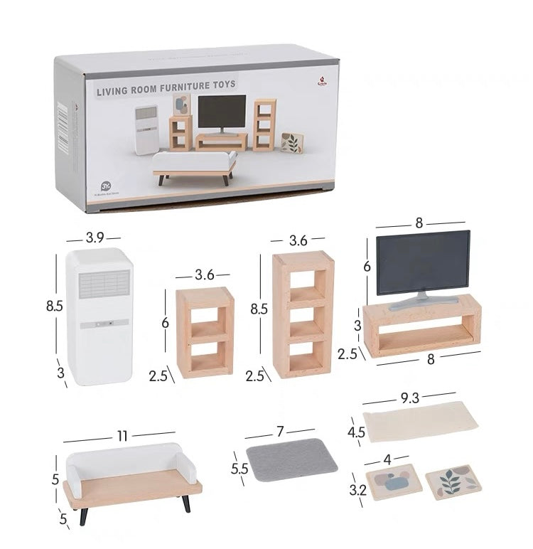 Wooden Dollhouse Furniture Toy Pretend Play Set
