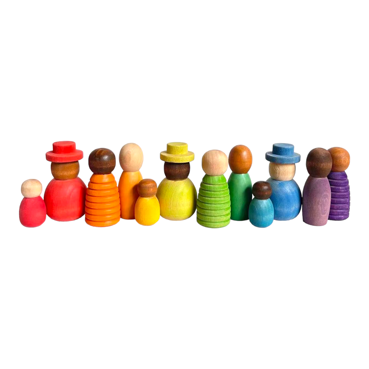 12 Pcs STAINED Wooden “Together” Peg Dolls Set
