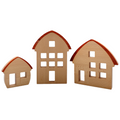 3-Piece Wooden Window Houses with Darker Roofs