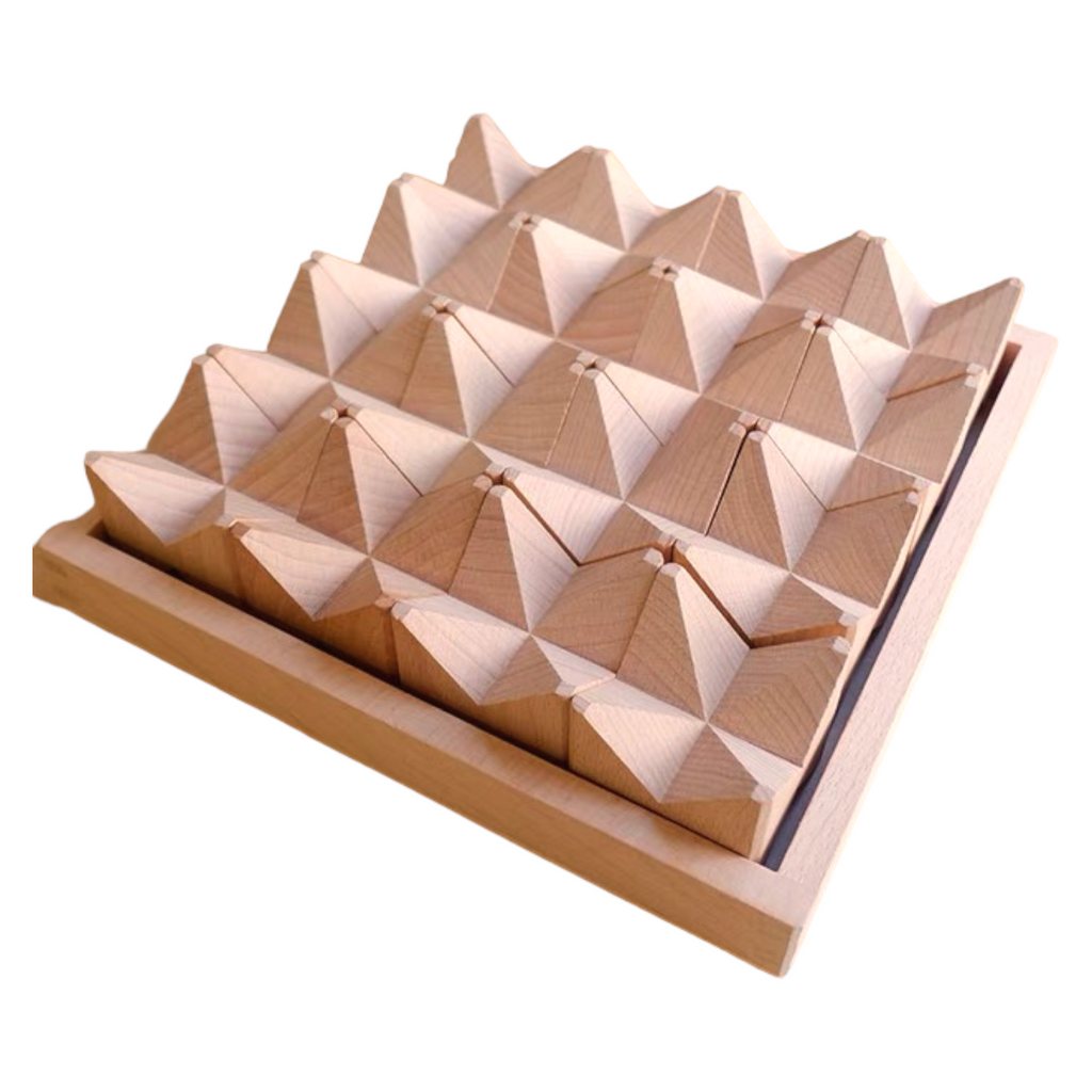 16 Pcs Natural Wooden Construction Puzzle Toy with Storage Tray