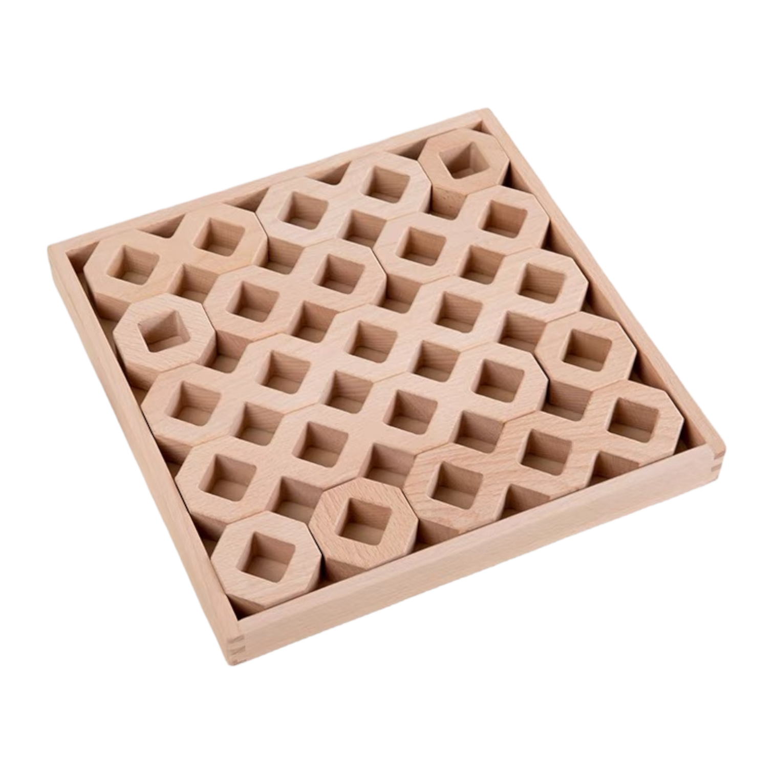 12-Piece Wooden Window Building Blocks Set with Storage Tray | Lucite-Compatible