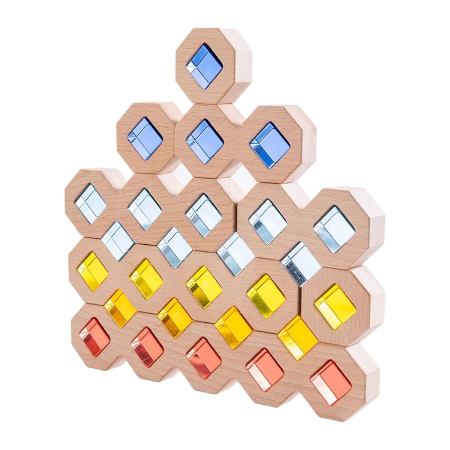 12-Piece Wooden Window Building Blocks Set with Storage Tray | Lucite-Compatible