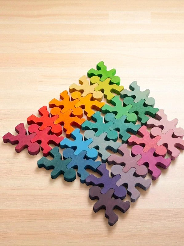 26 Pcs Rainbow Stained Wooden Little Balancing People Stacking Set