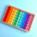 60 Pcs Crystal-Clear Acrylic Rainbow Cylinders with Wooden Tray