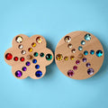 Wooden Gemstone Spinning Tops – Rainbow & Macaron Color (Flower & Round)