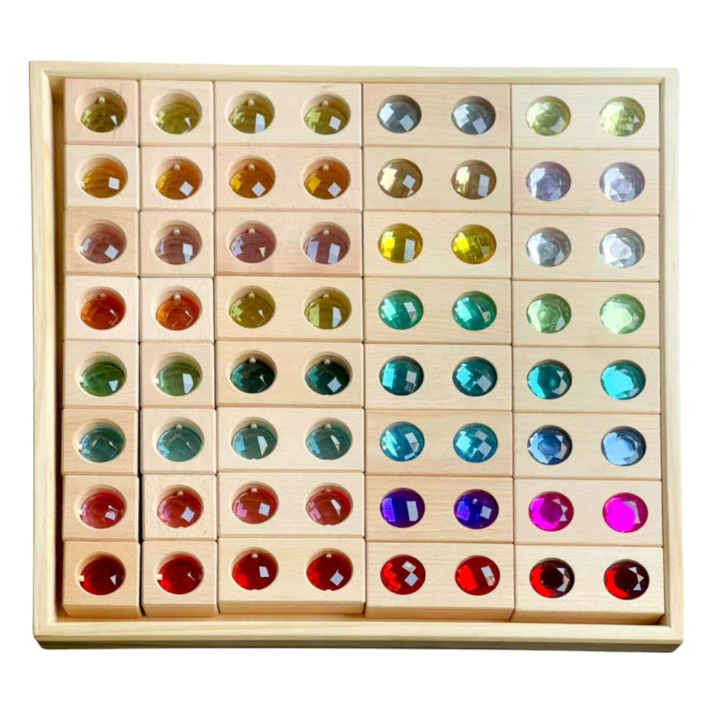 40 PCS Wooden Gemmed Blocks Set with Storage Tray