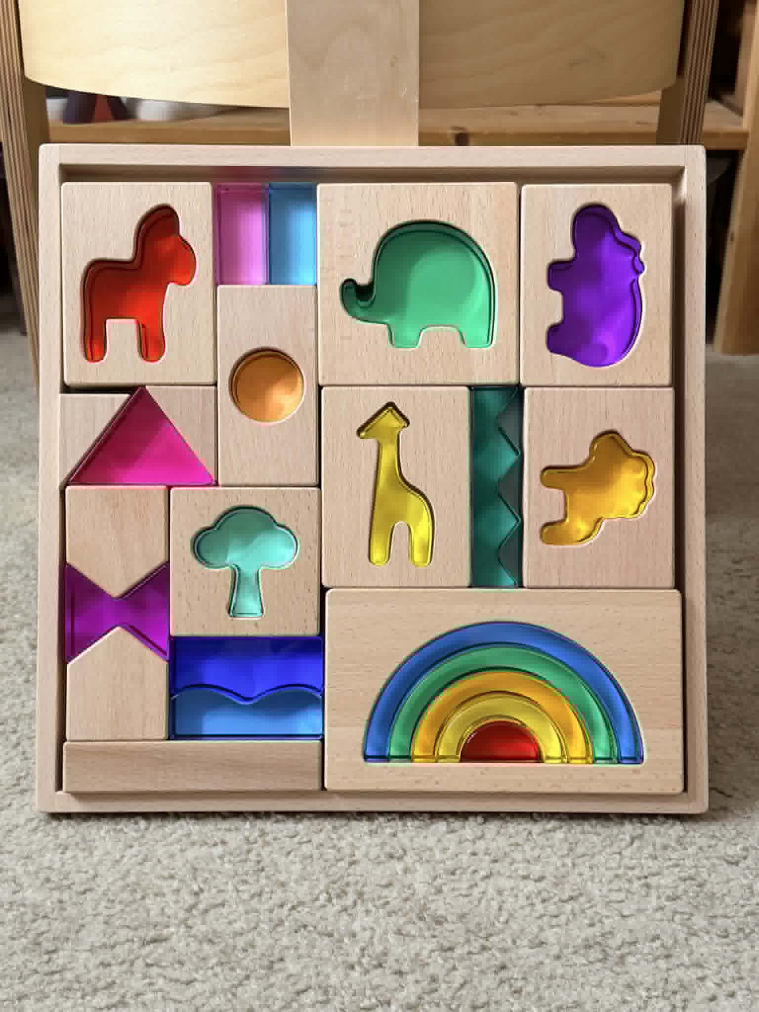 Green Elephant Original Design – Wild Rainbow Safari Blocks Exclusive Limited Edition Wooden & Acrylic Play Set