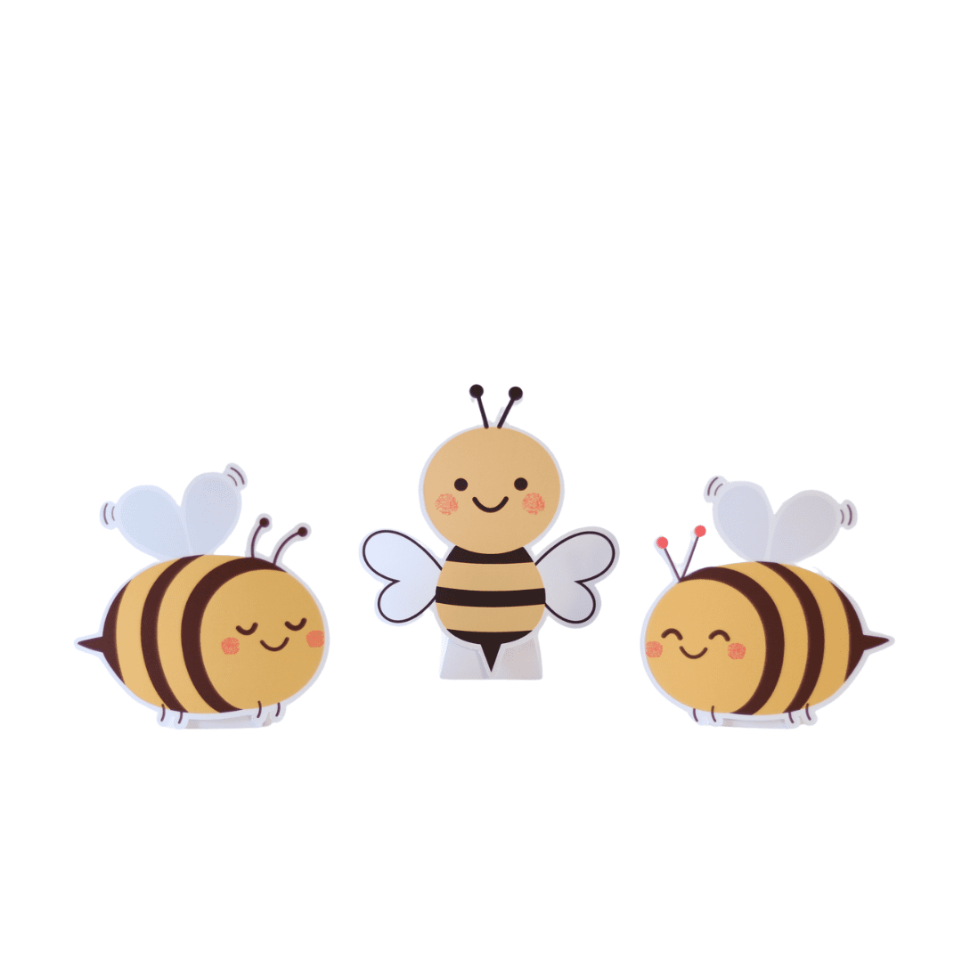 Bee Table Totems – Set of 3 Decorative Stands (18 cm) - Waydiy