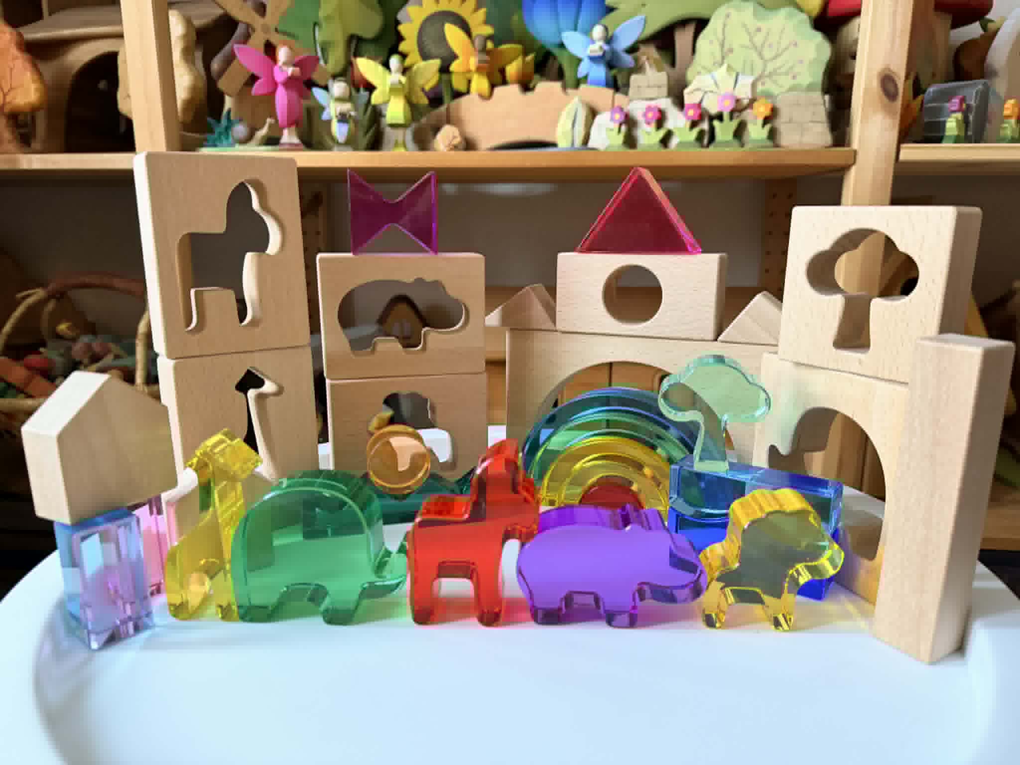 Green Elephant Original Design – Wild Rainbow Safari Blocks Exclusive Limited Edition Wooden & Acrylic Play Set