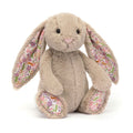 Plush Beige Bunny with Floral Ears – Soft Cuddly Toy, Small or Medium - Waydiy