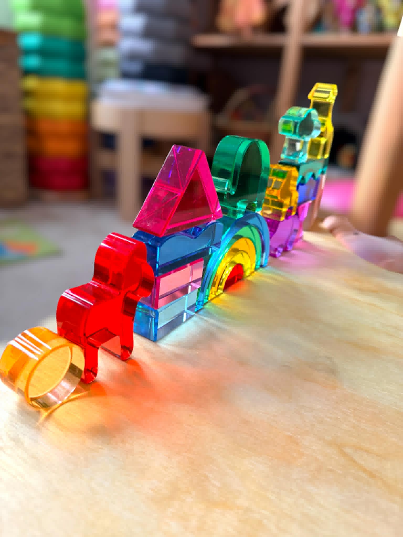 Green Elephant Original Design – Wild Rainbow Safari Blocks Exclusive Limited Edition Wooden & Acrylic Play Set