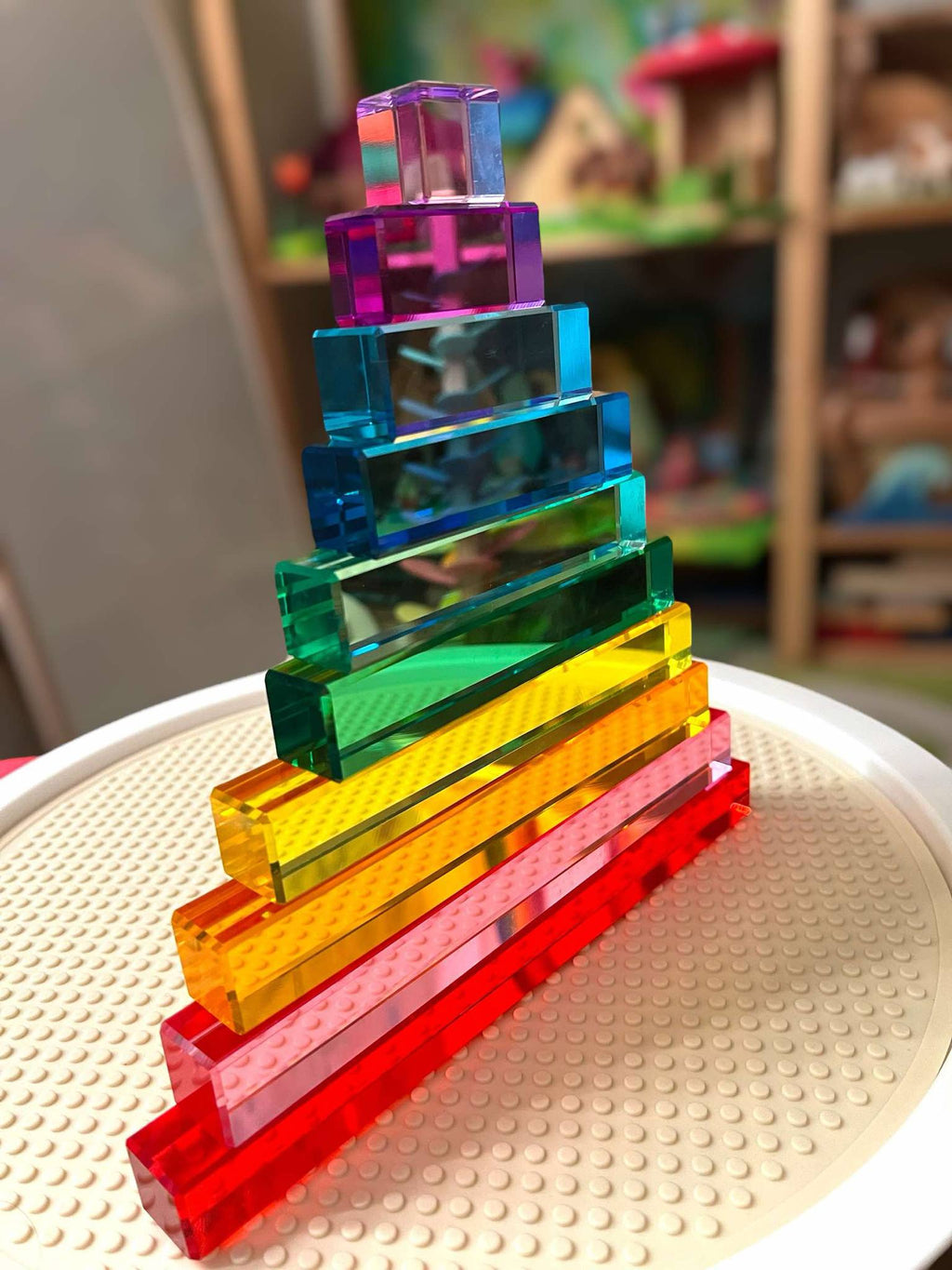 10-Piece Crystal Clear Pyramid Lucite Blocks – High Transparency Acrylic Stair Blocks