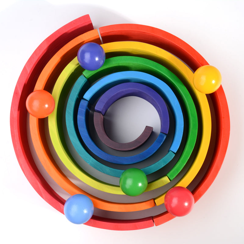 6-Piece Rainbow Wooden Balls – 1.8" Diameter
