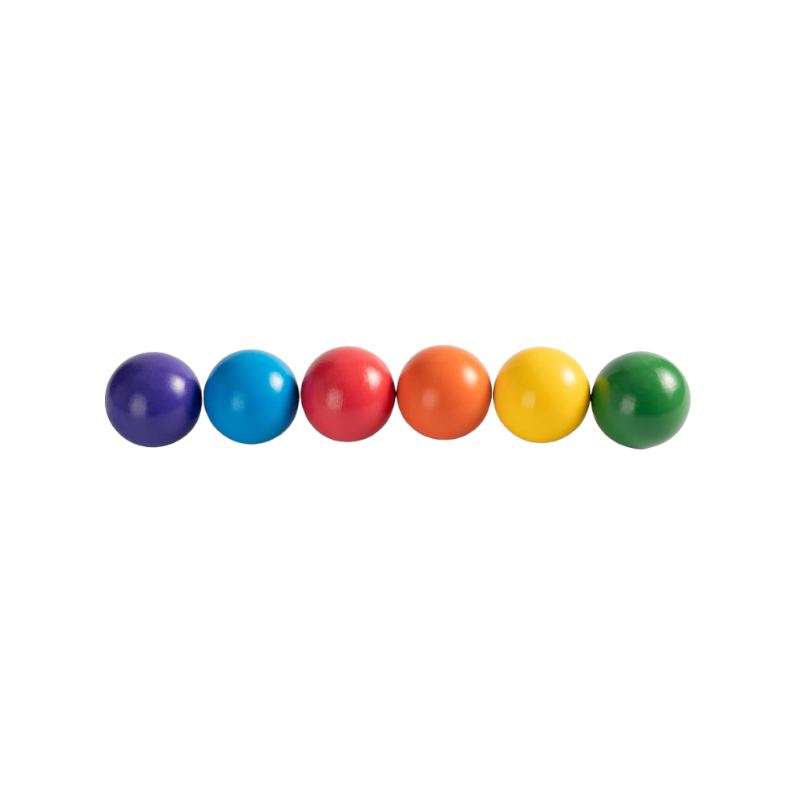 6-Piece Rainbow Wooden Balls – 1.8" Diameter