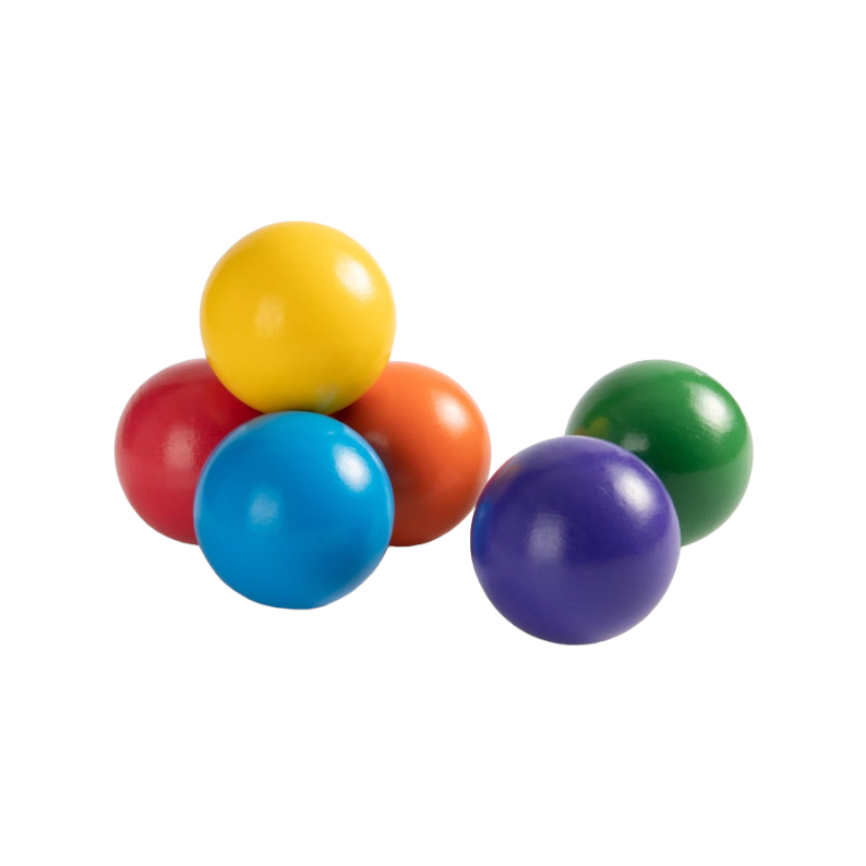 6-Piece Rainbow Wooden Balls – 1.8" Diameter