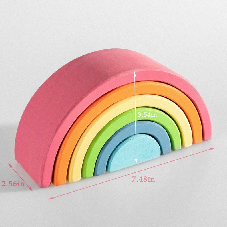 6 Pcs Small Rainbow Stacking Blocks – Pastel / Macaron Colors