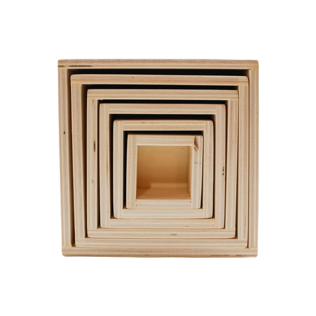 6 Pcs Natural Wooden Nesting Box Set