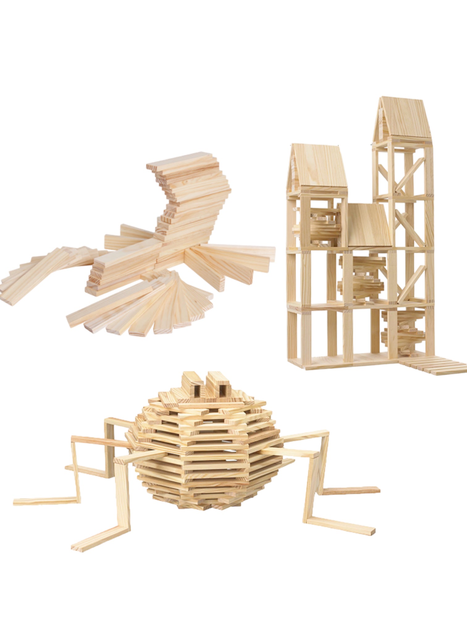 120-Piece Natural Wooden Building Planks Set | Open-Ended STEM Construction