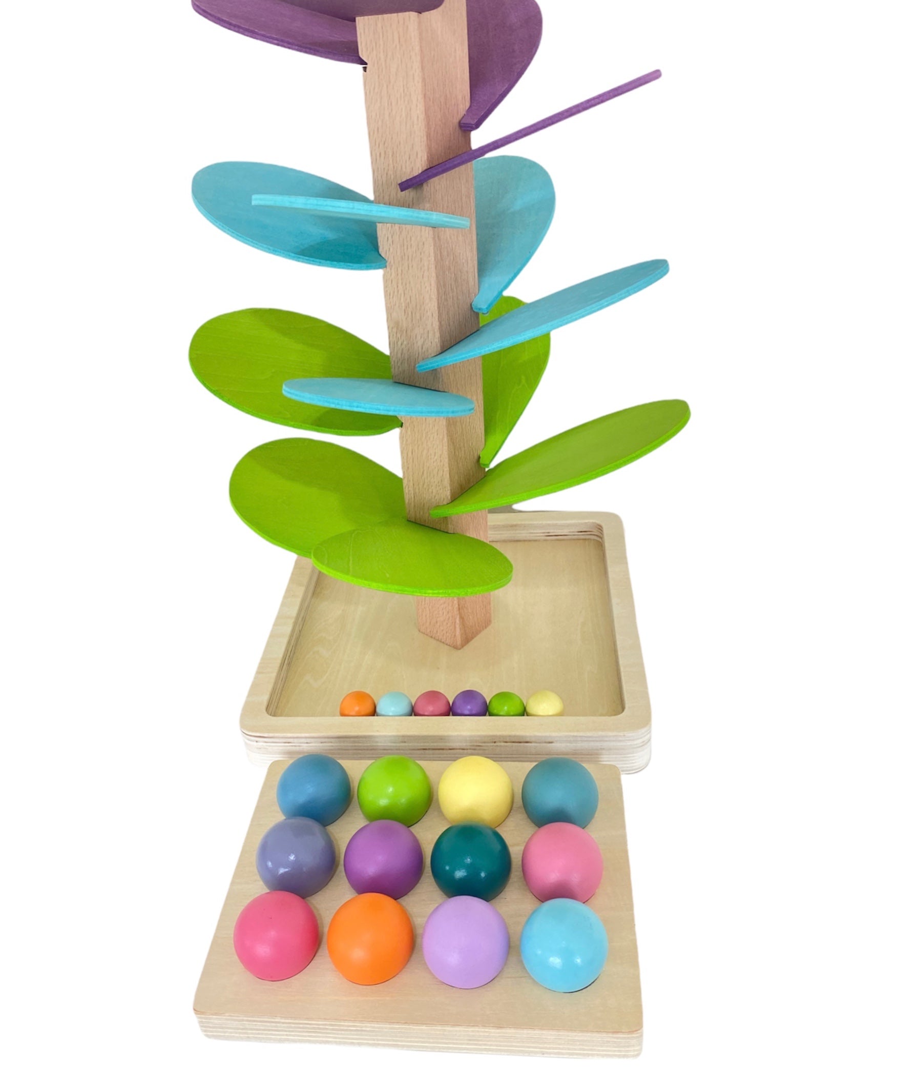 12 Pcs Wooden Balls with Tray – Pastel/Macaron Colors (1.4” Diameter)