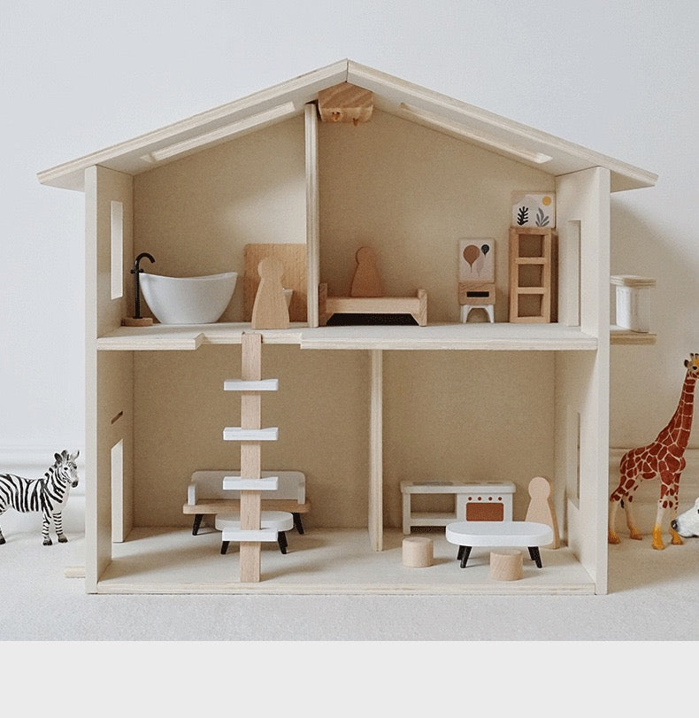 Wooden Dollhouse Furniture Toy Pretend Play Set
