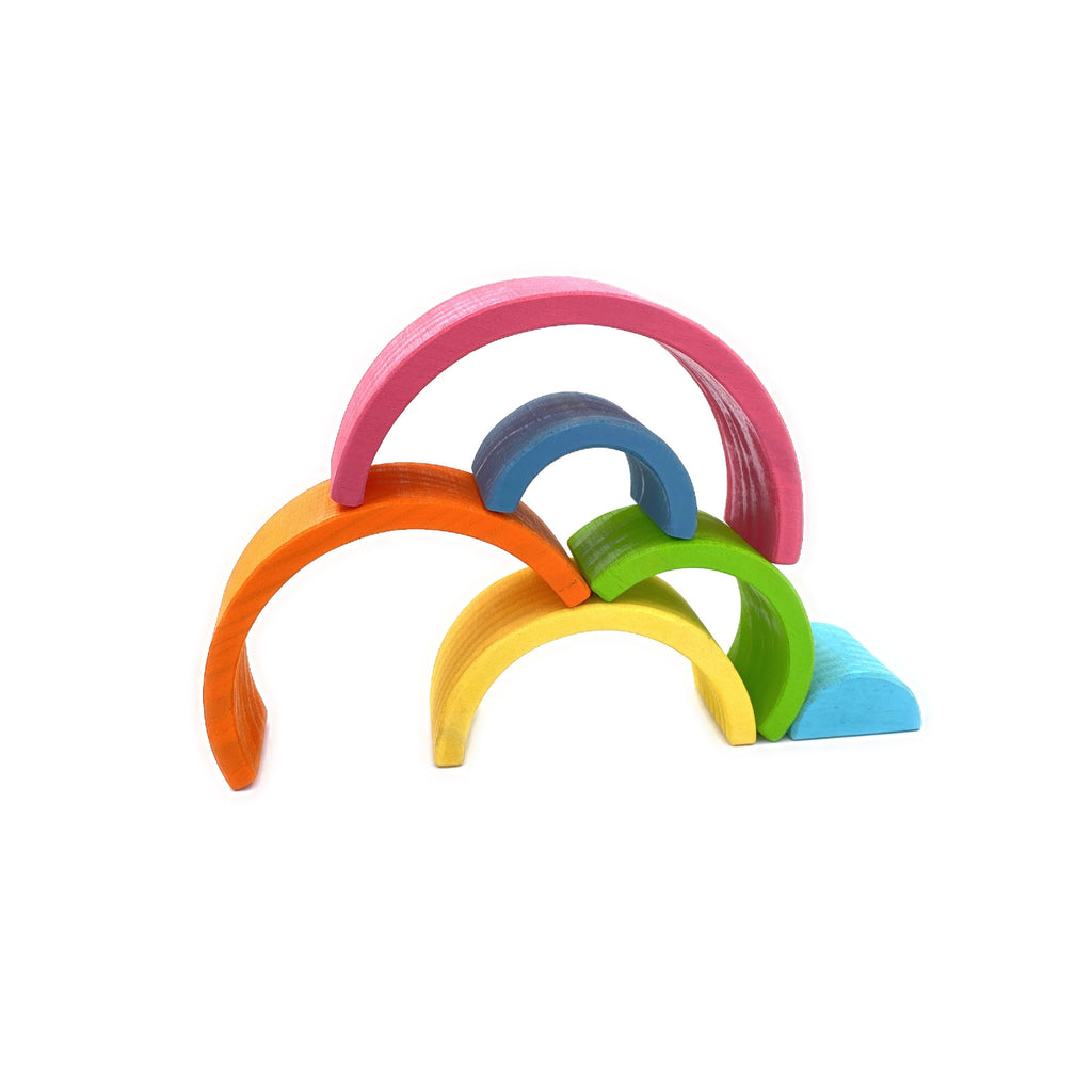 6 Pcs Small Rainbow Stacking Blocks – Pastel / Macaron Colors