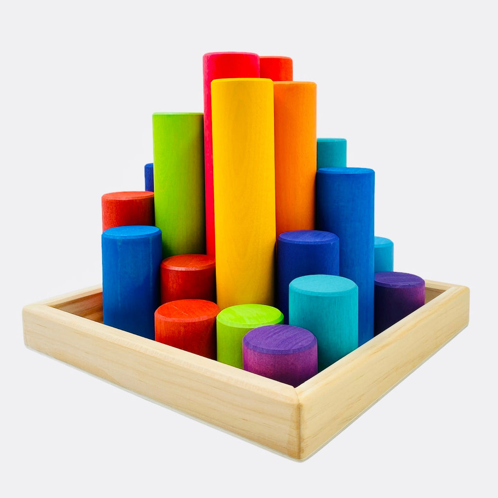 25 Pcs STAINED Large Building Rollers Rainbow with Storage Tray