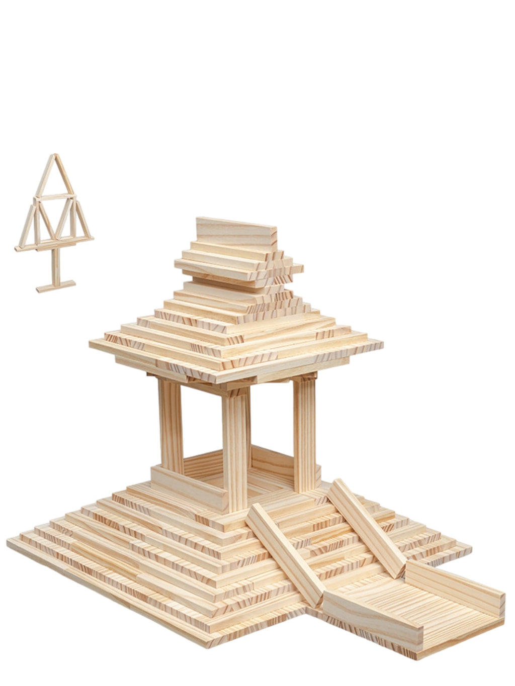 120-Piece Natural Wooden Building Planks Set | Open-Ended STEM Construction