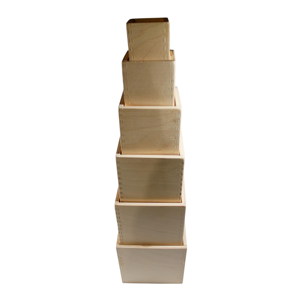 6 Pcs Natural Wooden Nesting Box Set