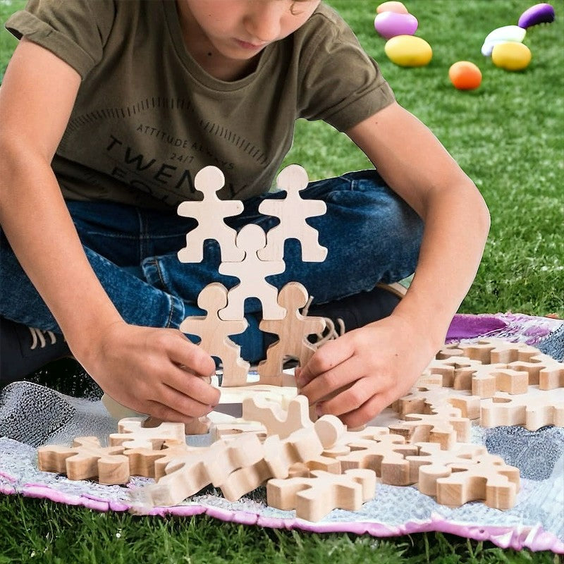 32-Piece Wooden Little Balancing People Stacking Set | Mindful Open-Ended Play